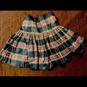 J Crew Navy blue with plaid-like patterns, adorable pleats  - slip attached